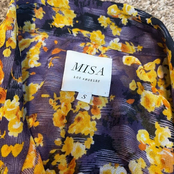 MISA Los Angeles Riona Dress Purple Yellow Floral Ruffle Mini Dress Size S - Picture 5 of 6